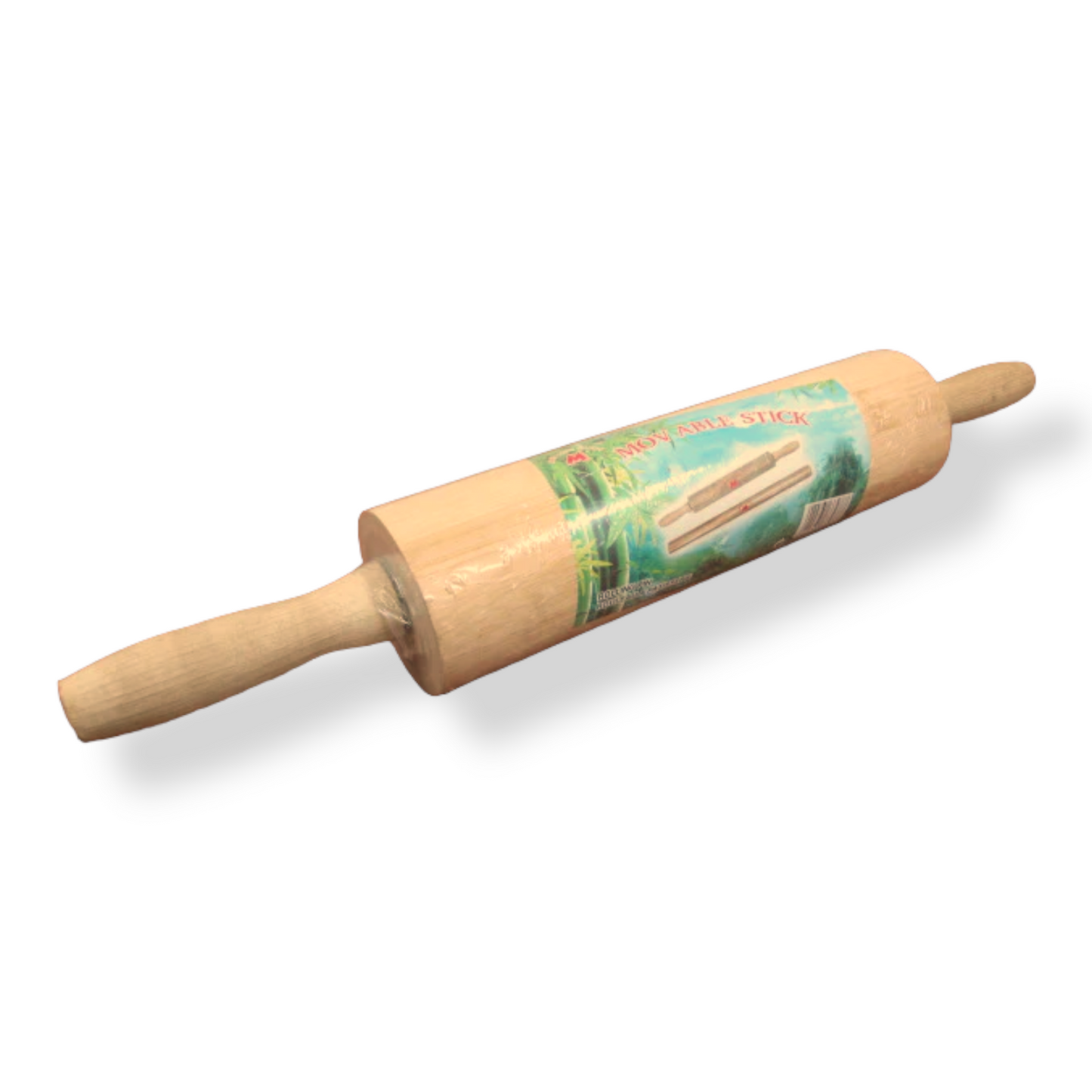 Large wooden rolling pin with rotating axes